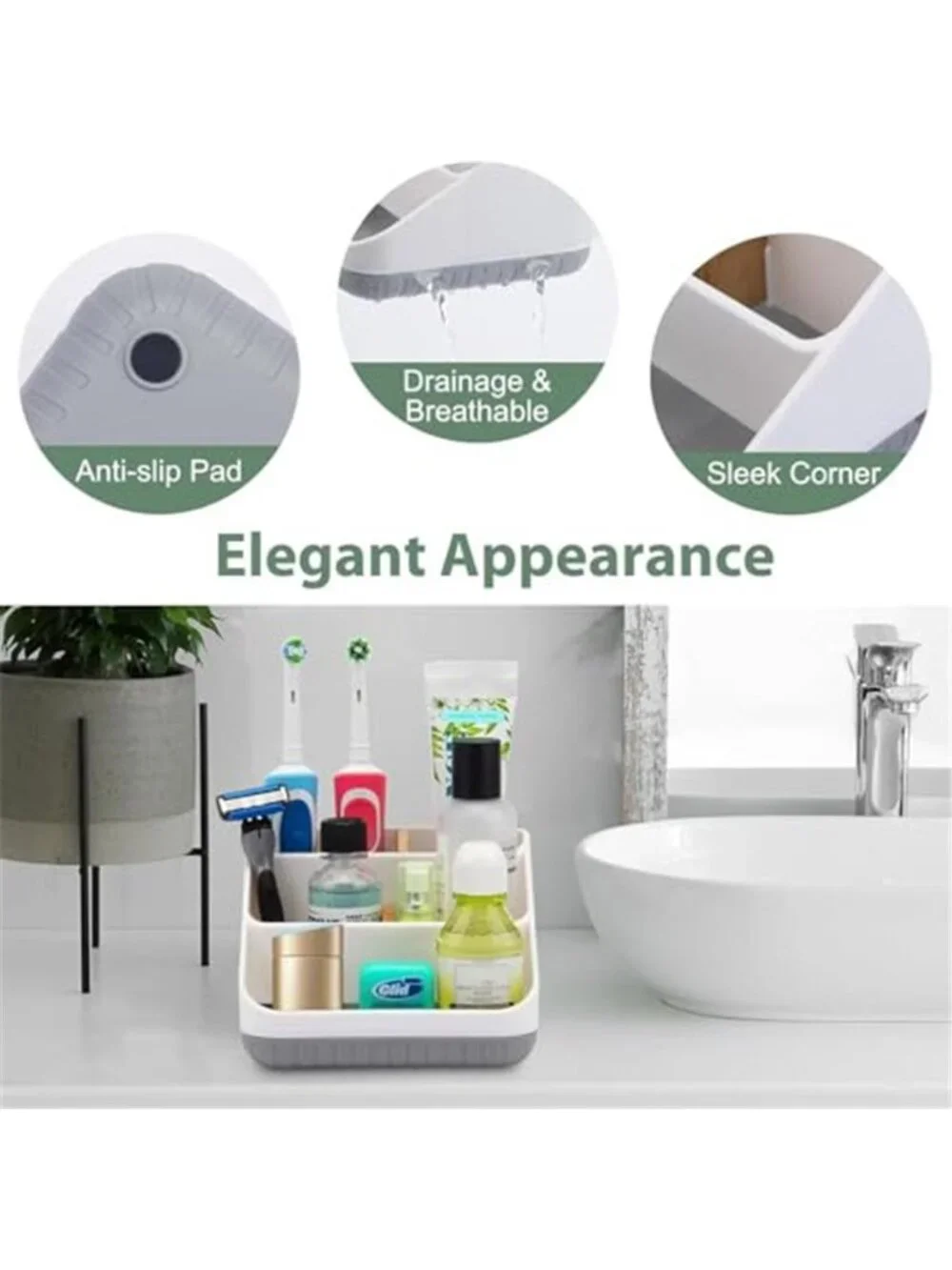 Toothbrush Holder Organizer Countertop Toothpaste Storage Bathroom Organizer